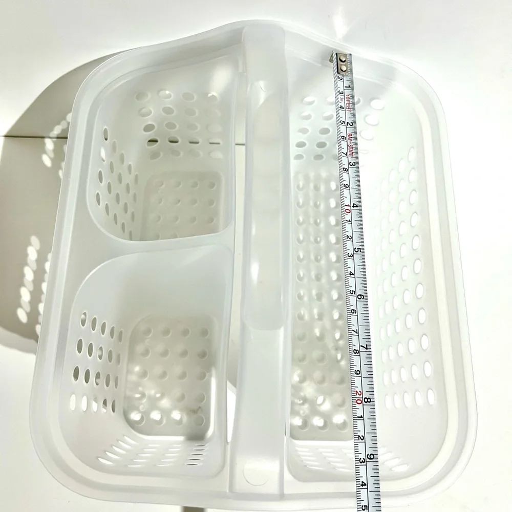 Shower Bath Caddy with Handle 3 Compartments Clear Sturdy Plastic College Dorm